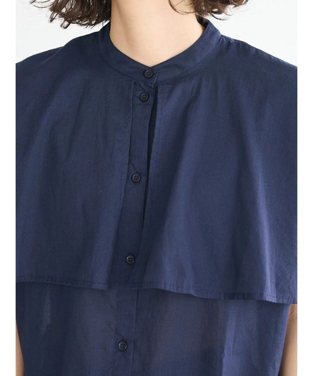 CRAFT STANDARD BOUTIQUE インド綿フリルブラウス Navy