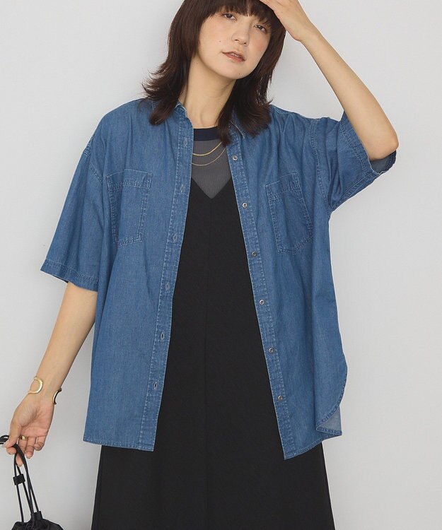 AMERICAN HOLIC Ｗポケット半袖デニムシャツ Indigo