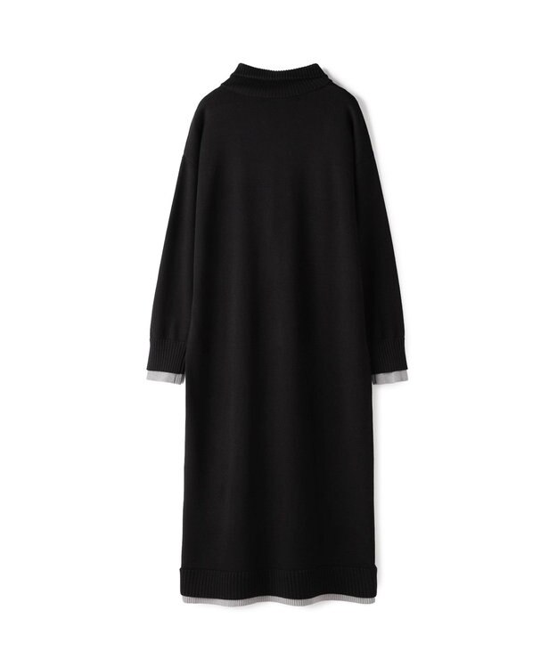 GRACE CONTINENTAL バイカラーストレートニットワンピース ブラック