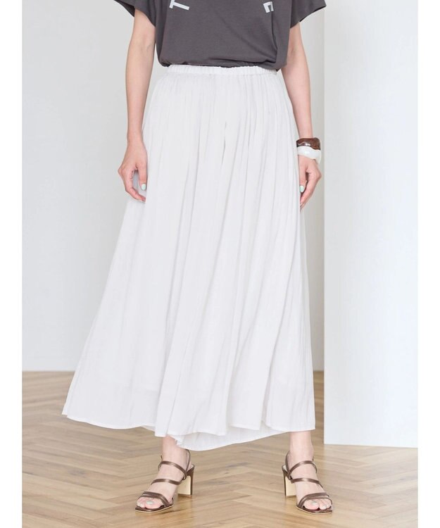 AMERICAN HOLIC エアリーギャザーガウチョパンツ【裏地：接触冷感】 Gray Beige