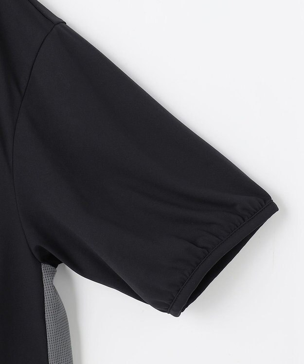 PW CIRCULUS 【WOMEN】パフスリーブメッシュコンビ モックネックT ゴルフウェア レディース ブラック系