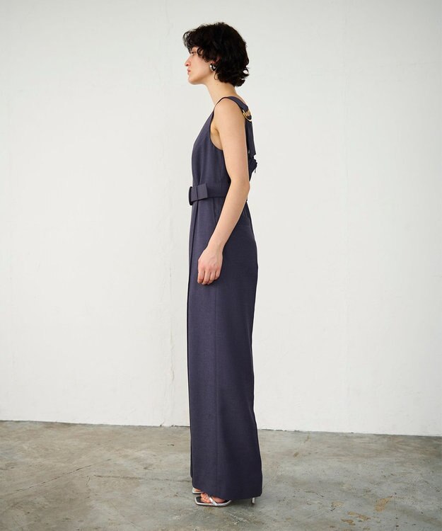 GRACE CONTINENTAL 麻調ベルトサロペット グレー