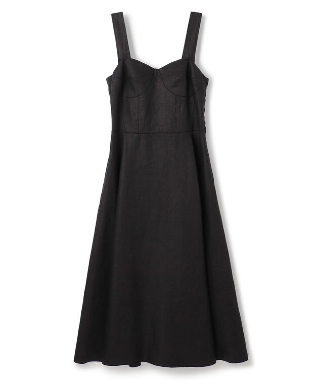 uncrave ヘリンボーン リネン ワンピース（uncrave WHITE） ブラック