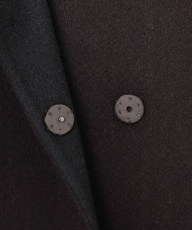 ICB ウールリバー ストール付きノーカラーコート バーントブラウン×ブラック系