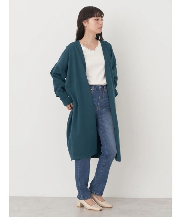 earth music&ecology ニュアンスロングカーディガン Blue Green