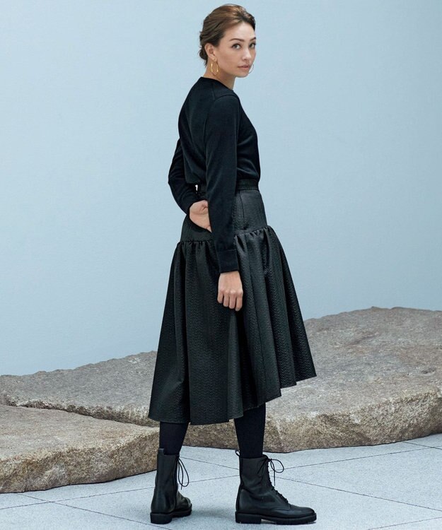 23区 レースアップ ショート ブーツ ブラック系