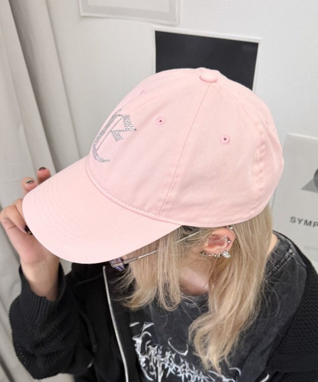 WEGO ラインストーンロゴキャップ ライトピンク