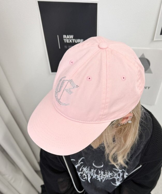 WEGO ラインストーンロゴキャップ ライトピンク