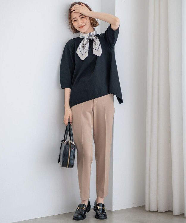 23区 【ご好評につきカラー追加/洗える】ヴィスコースストレッチ バックデザイン ニット ブラック系