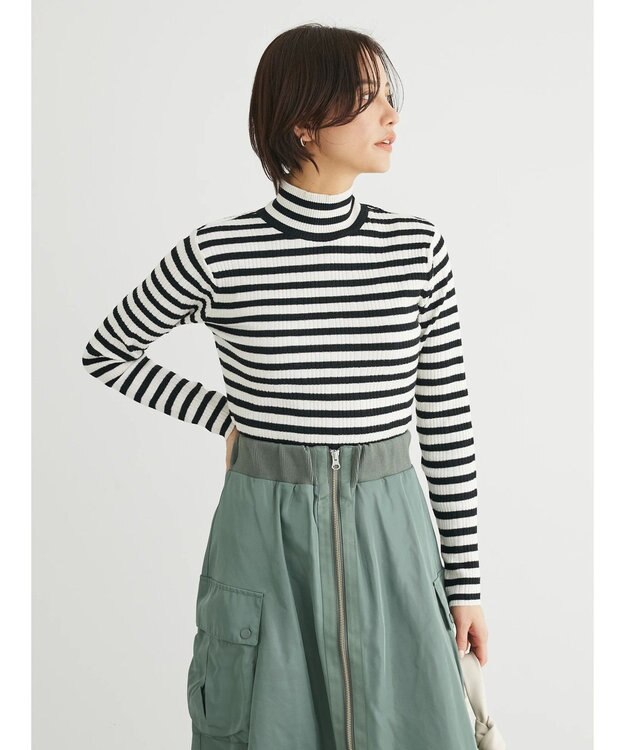 Green Parks ボーダーアソートモックネックニットプルオーバー A