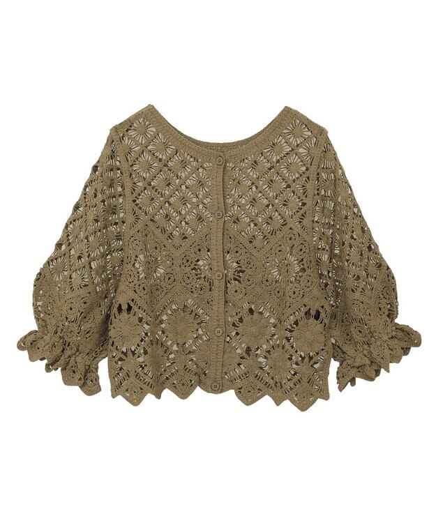 Green Parks ・ＳＵＧＡＲ　ＳＰＯＯＮ　２ｗａｙクロシェカーディガン Gray Beige