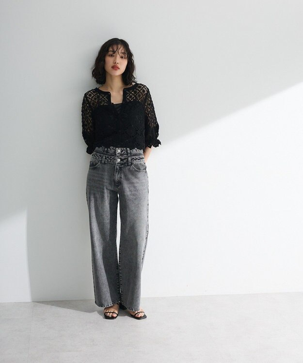 Green Parks ・ＳＵＧＡＲ　ＳＰＯＯＮ　２ｗａｙクロシェカーディガン Gray Beige