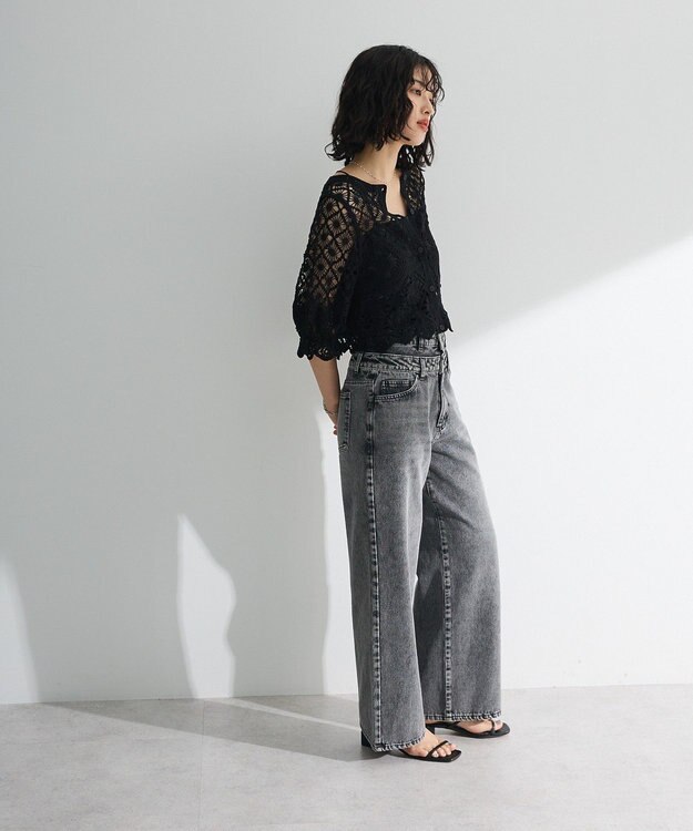 Green Parks ・ＳＵＧＡＲ　ＳＰＯＯＮ　２ｗａｙクロシェカーディガン Gray Beige