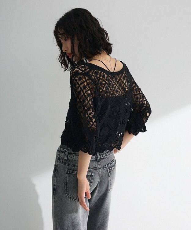 Green Parks ・ＳＵＧＡＲ　ＳＰＯＯＮ　２ｗａｙクロシェカーディガン Gray Beige