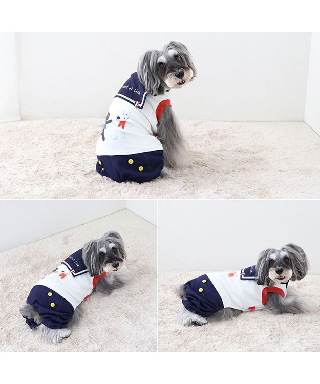 PET PARADISE リサとガスパール セーラー パンツ つなぎ 小型犬 ホワイト