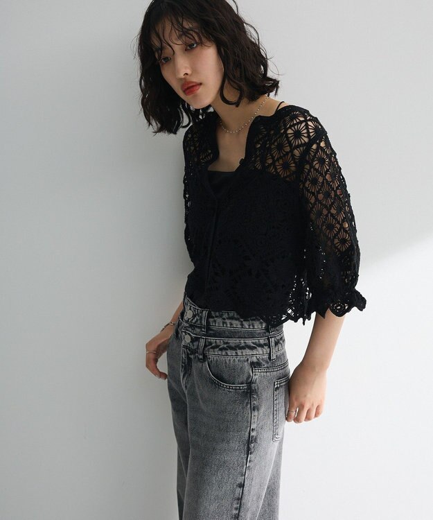 Green Parks ・ＳＵＧＡＲ　ＳＰＯＯＮ　２ｗａｙクロシェカーディガン Gray Beige