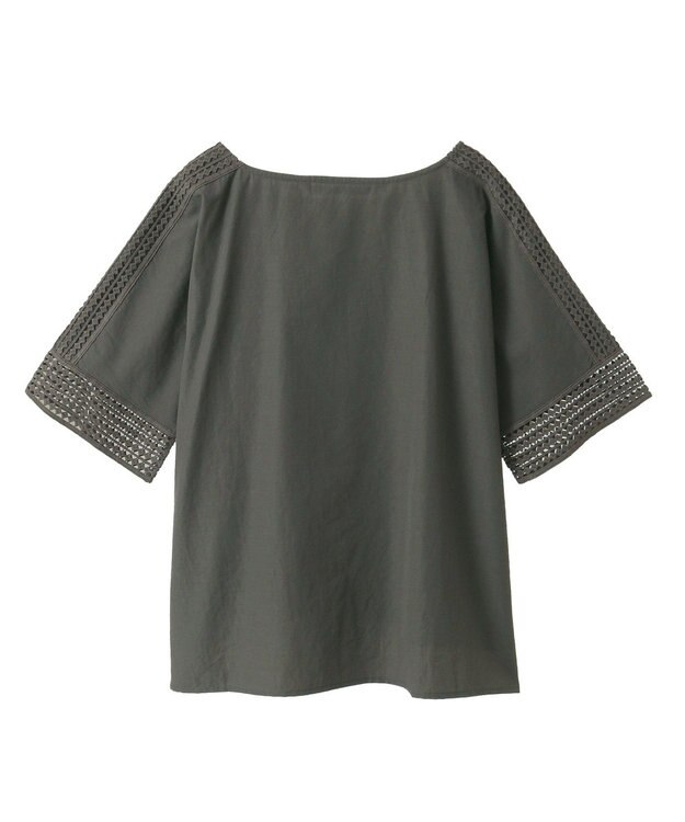 YECCA VECCA レースMIXドルマンブラウス Blue