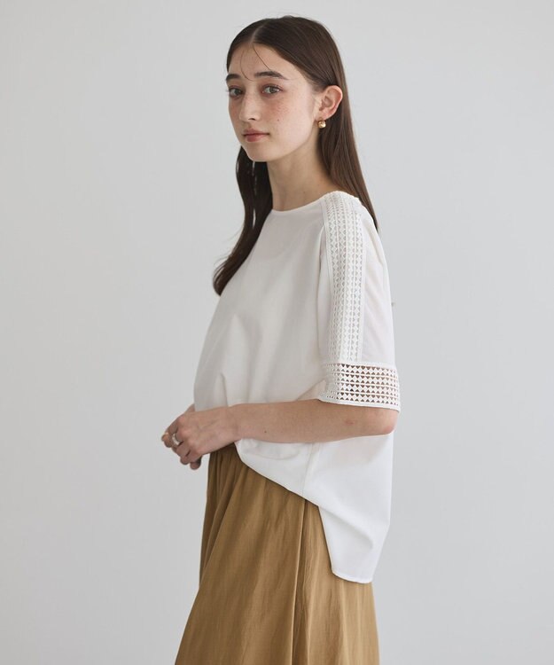 YECCA VECCA レースMIXドルマンブラウス Blue