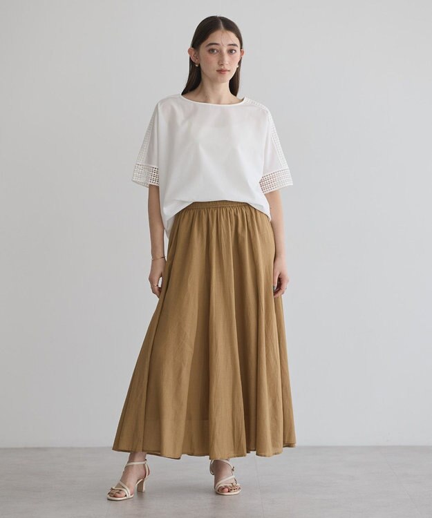 YECCA VECCA レースMIXドルマンブラウス Blue