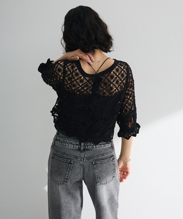 Green Parks ・ＳＵＧＡＲ　ＳＰＯＯＮ　２ｗａｙクロシェカーディガン Gray Beige