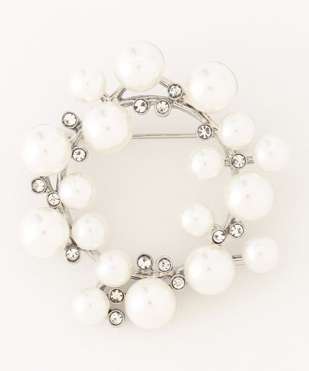 ANY SIS サークルパール調 ブローチ シルバー系