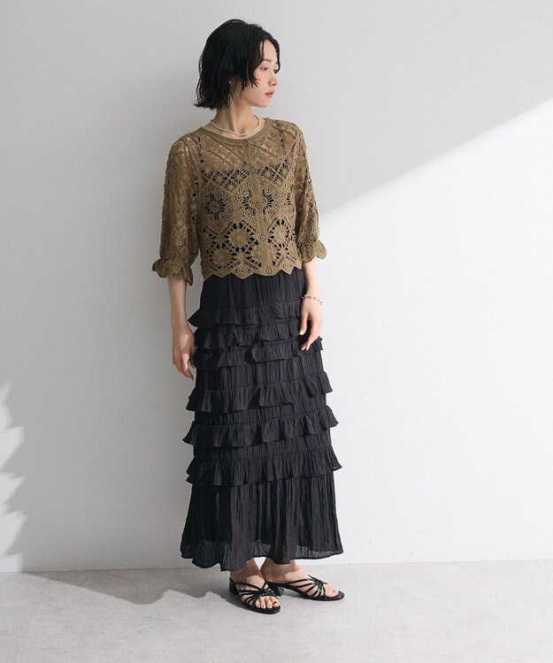 Green Parks ・ＳＵＧＡＲ　ＳＰＯＯＮ　２ｗａｙクロシェカーディガン Gray Beige