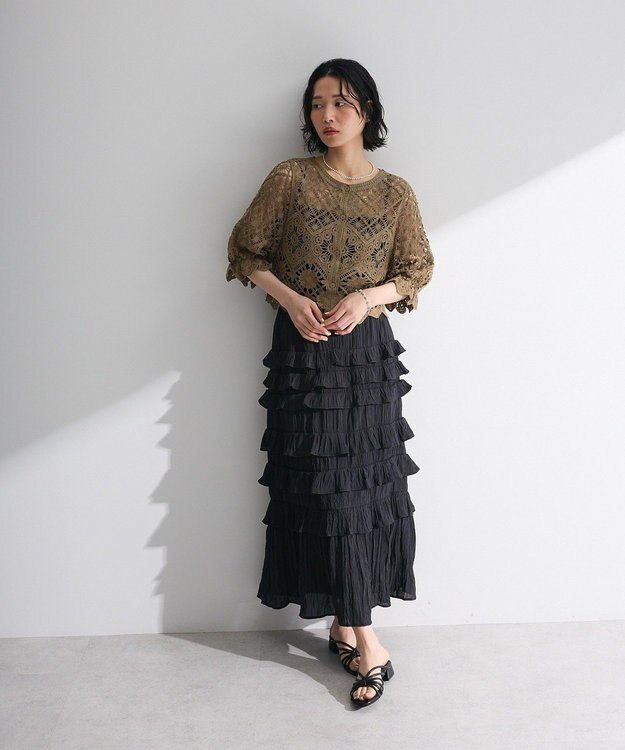 Green Parks ・ＳＵＧＡＲ　ＳＰＯＯＮ　２ｗａｙクロシェカーディガン Gray Beige