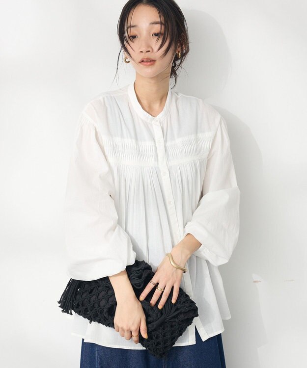 CRAFT STANDARD BOUTIQUE インド綿ピンタックブラウス Off White