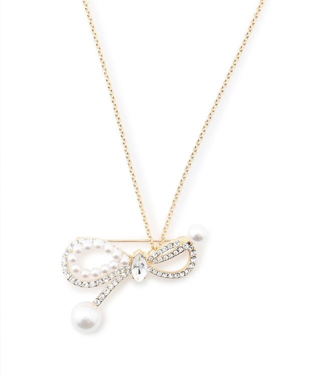 TOCCA 【八木アリサさん着用】SHAKE RIBBON 2WAY BROOCH NECKLACE ブローチネックレス ゴールド系