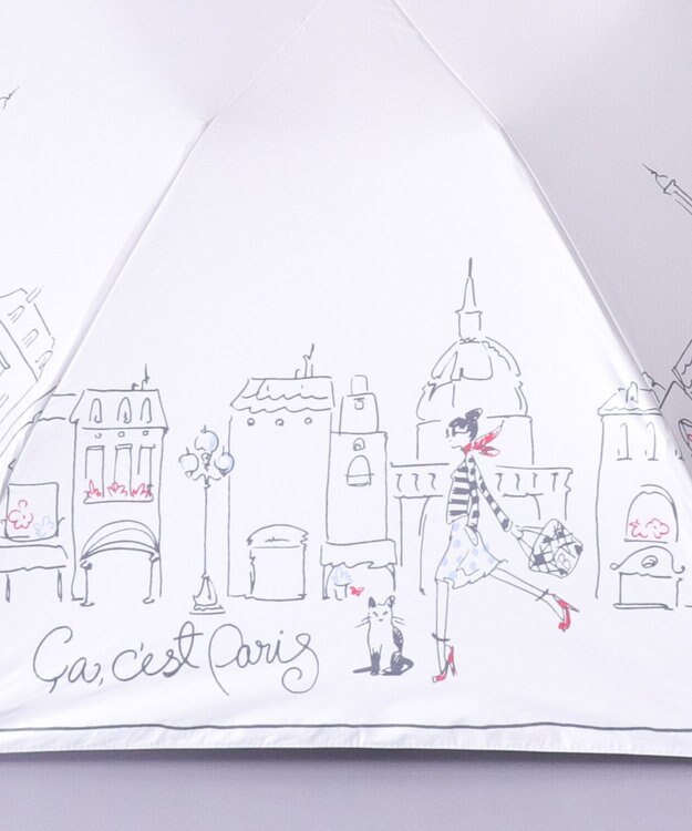 AURORA BLAO (ブラオ) イラスト柄 晴雨兼用傘 (折り畳み・ミニ) ホワイト