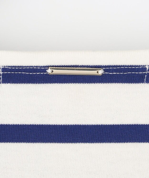 自由区 L 【洗える】コットンボーダー ボートネックカットソー ダルブルー系1