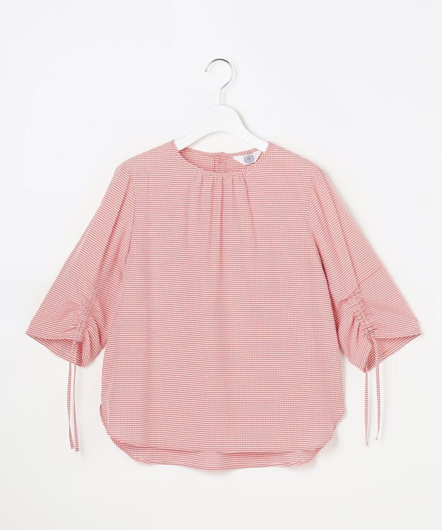 J.PRESS LADIES L 【一枚で着映え】アセVisギンガム ギンガム ブラウス ブラッドオレンジチェック系