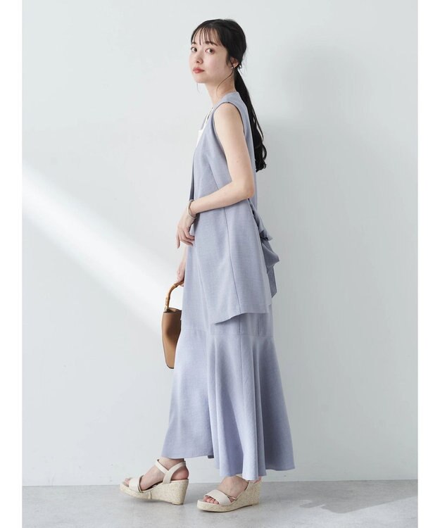 earth music&ecology リネンライクマーメイドスカート Grayish Blue