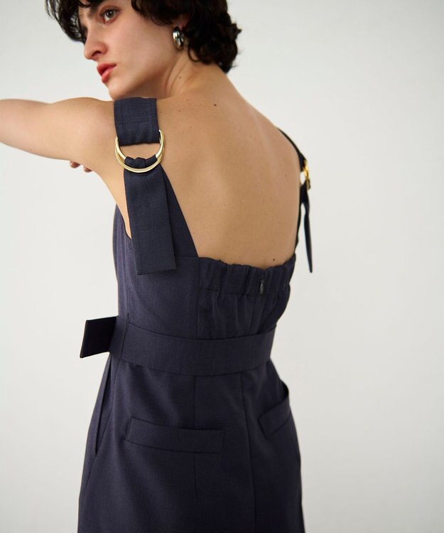 GRACE CONTINENTAL 麻調ベルトサロペット グレー