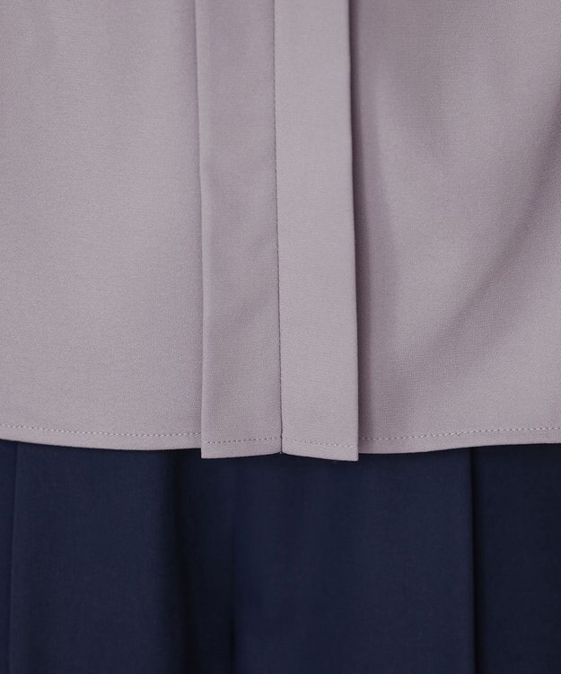 Tiaclasse L 【新色追加・洗える】バンドカラー2WAYタックブラウス グレージュ