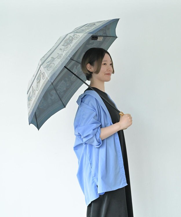 Marca Umbrella of Yokohama 晴雨兼用折りたたみ傘 (馬車行列) 日傘 ブルー