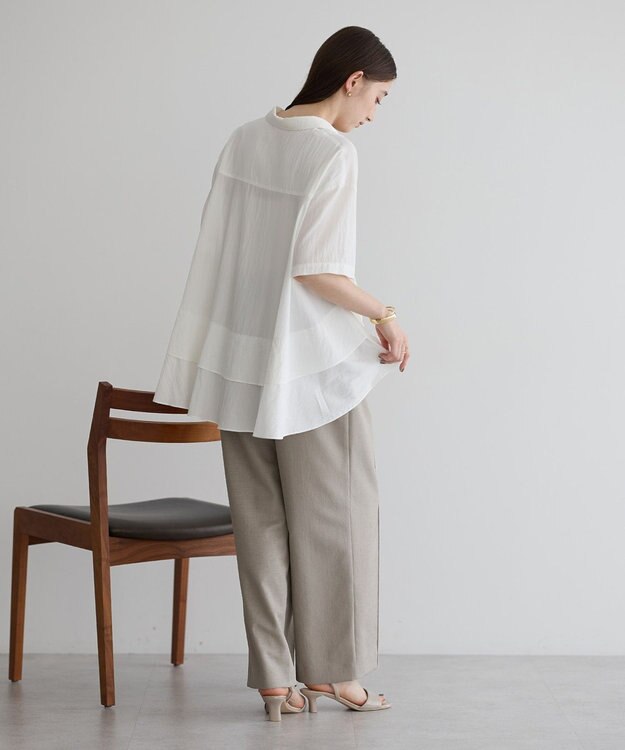 YECCA VECCA 【接触冷感】裾バルーン切替デザインヘムシャツ Khaki