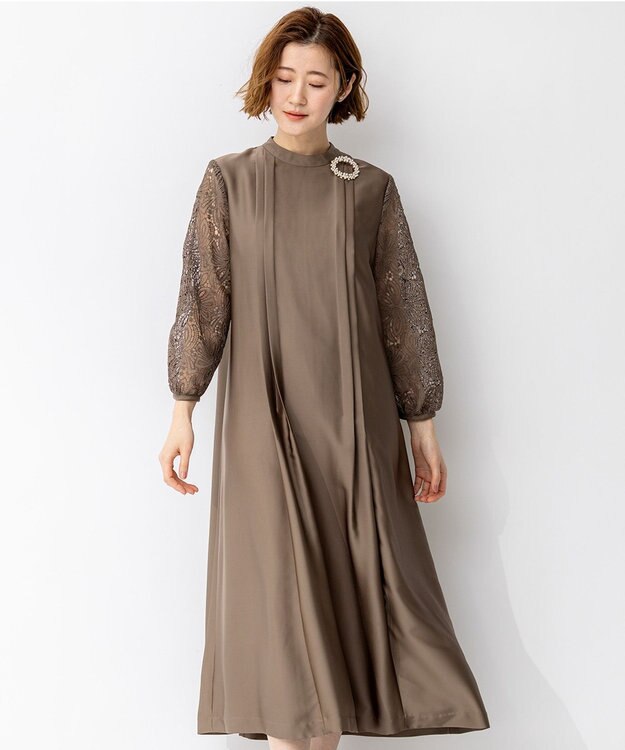 23区 【APPLAUDIR】ノーブルサテン リボンブーケレースコンビ ドレス