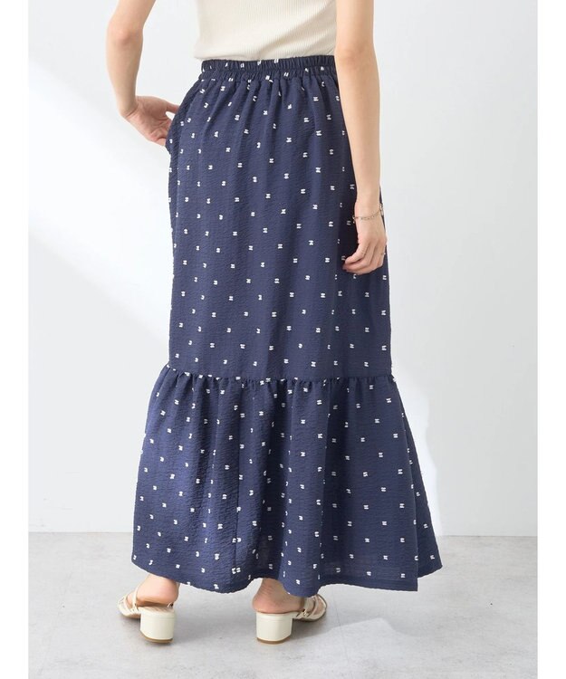 earth music&ecology ドットドビーフレアスカート Navy