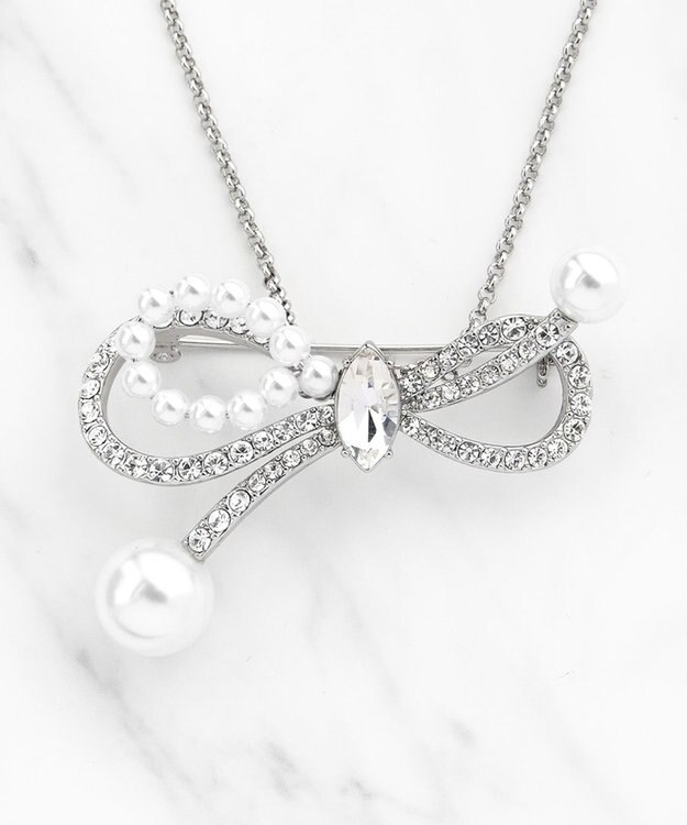 TOCCA SHAKE RIBBON 2WAY BROOCH NECKLACE ブローチネックレス シルバー系