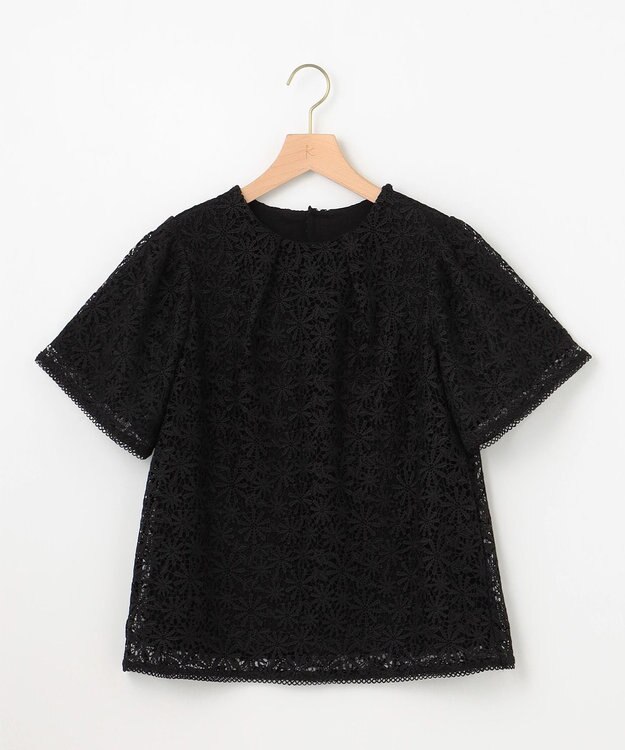 組曲 フラワーレース ブラウス ブラック系