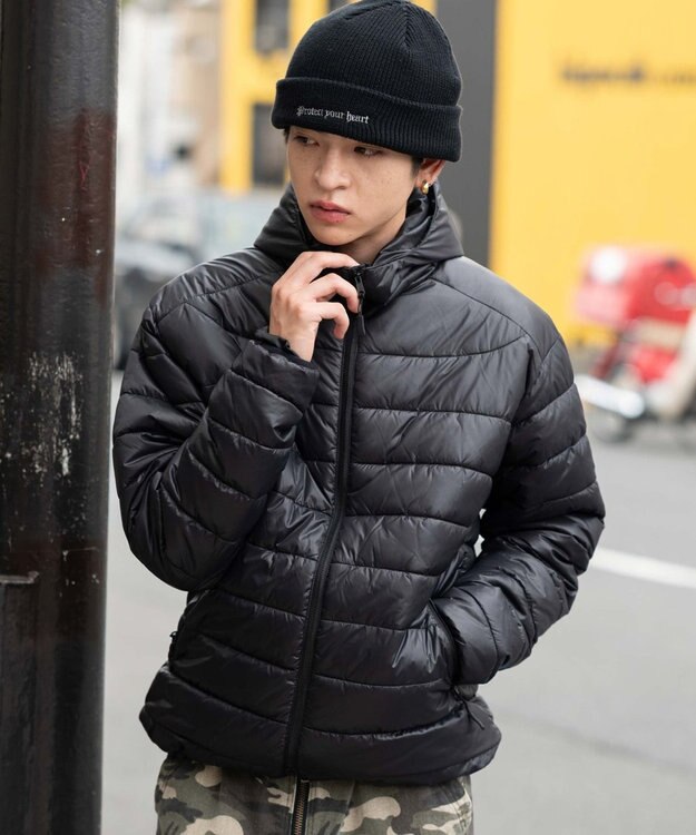 WEGO 【ユニセックス着用ITEM】コンパクトフィットパファーフーディー ブラック