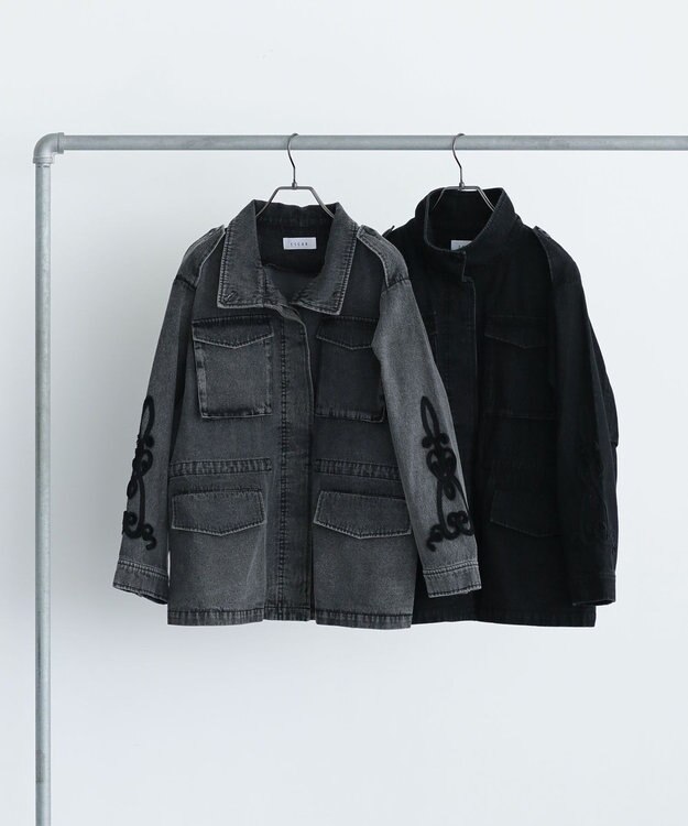 Green Parks ■ESCAR デニムコード刺繍ジャケット Black