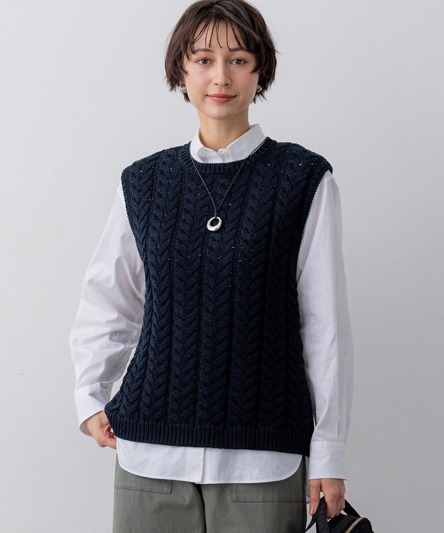 23区 【先行予約】ケーブル ニットベスト ネイビー系