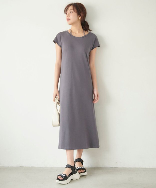 Feroux 【セットアイテム】カットレイヤード ワンピース グレー系