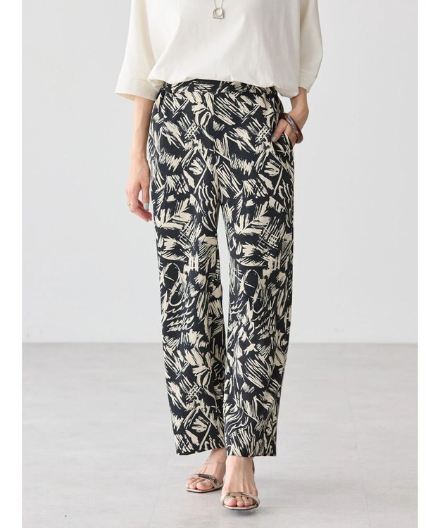 AMERICAN HOLIC イージーケア＋接触冷感プリントリラックスパンツ Black