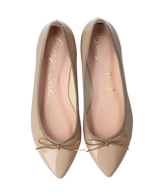 Bridget Birkin 【Bridget Birkin】ポインテッドリボンレインフラットパンプス ベージュエナメル