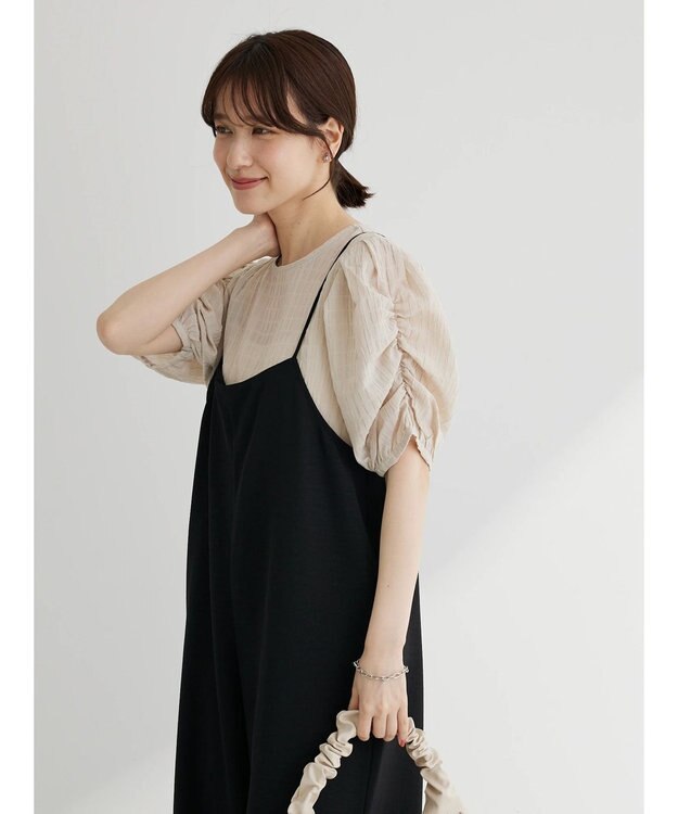 Green Parks 細ひもゆったりサロペット Black