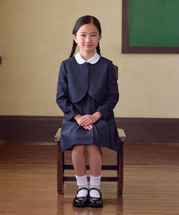 MIKI HOUSE HOT BISCUITS 【ミキハウス】【95-130cm】 ウール素材のボレロ 紺