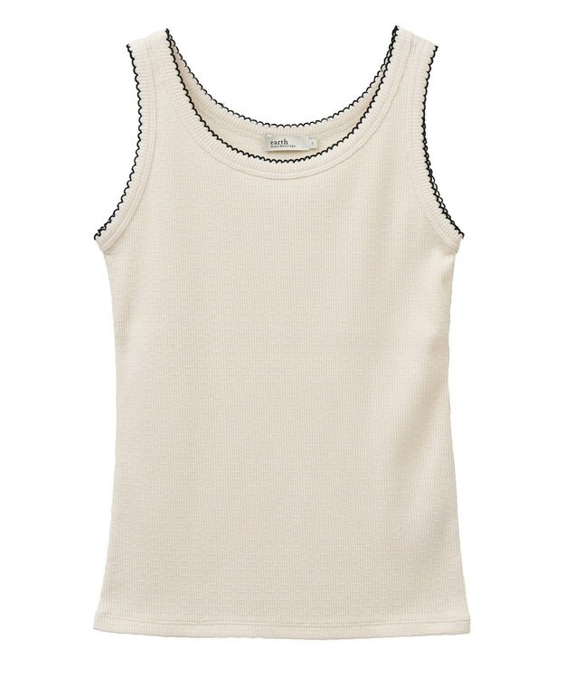 earth music&ecology ピコトリミングタンクトップ Ivory